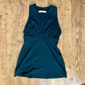 Susana Monaco Dark Green V Neck Tank Top